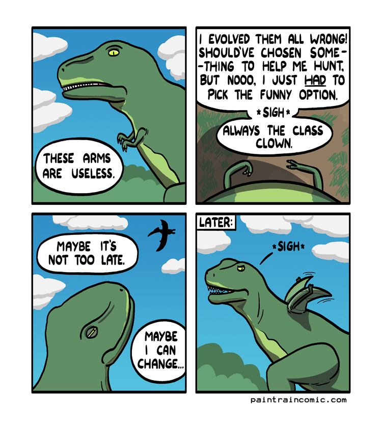 ''I should'a just evolved a diploma like lawasaurus.'' ''I should'a just evolved a diploma like lawasaurus.''